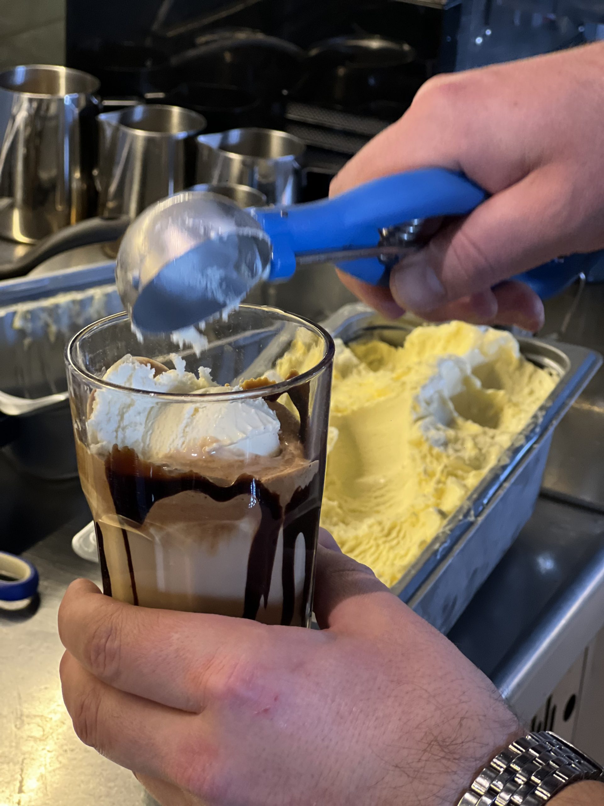 iced coffee with ice cream